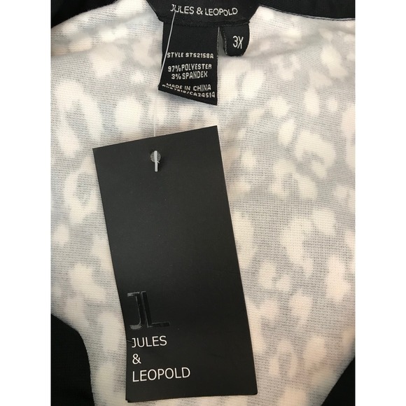 Jules & Leopold Top Blouse Size 3X Black & White Long Sleeves Polyester/Spandex - Picture 5 of 5